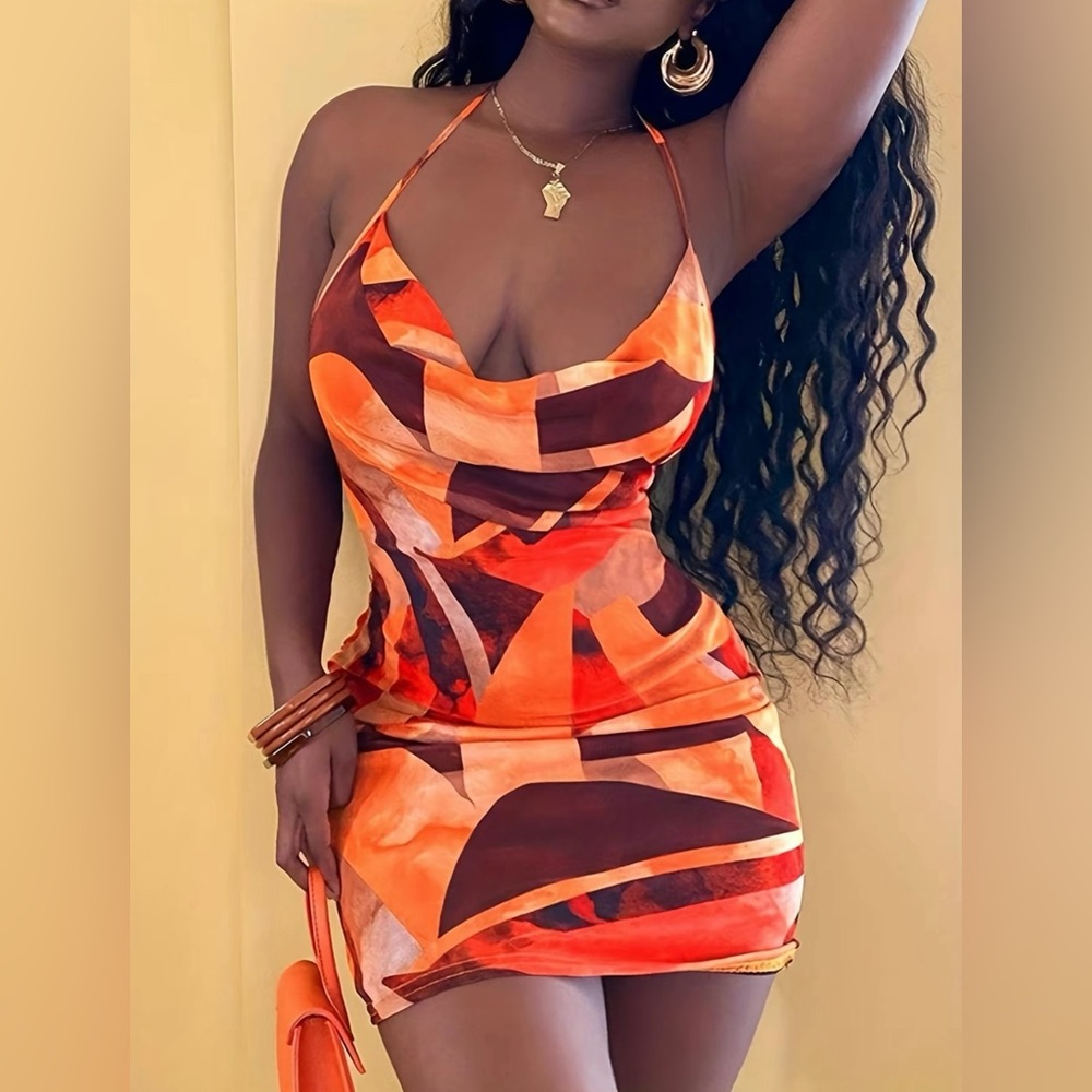 Orange pattern dress
